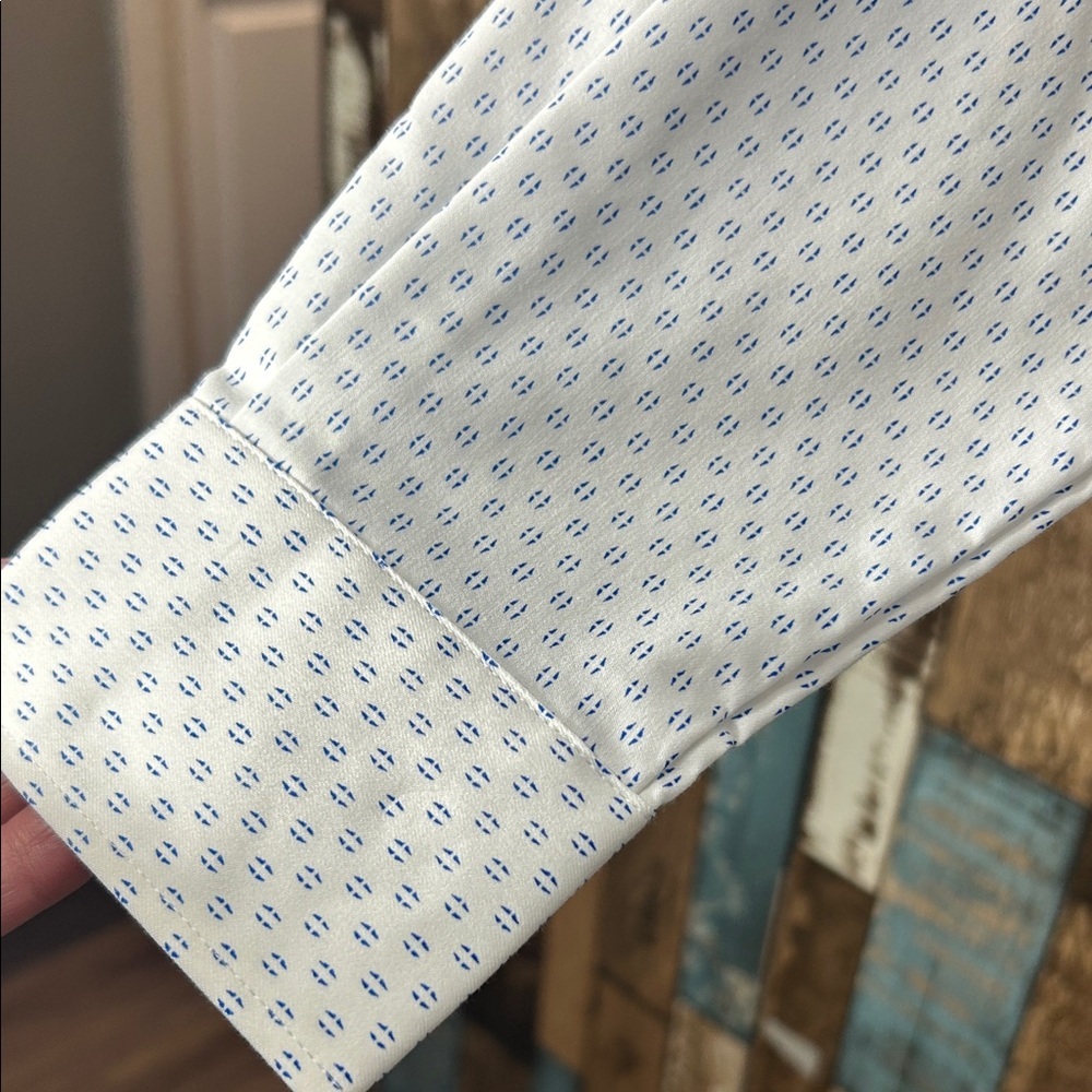 Van Heusen White Geometric Dress Shirt - Picture 5 of 12